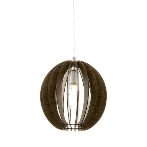 Eglo Cossano Dark Brown Timber Pendant Light 300mm by Eglo, a Pendant Lighting for sale on Style Sourcebook