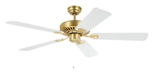 Eglo Waikiki 52" Indoor Ceiling Fan Brushed Brass & White by Eglo, a Ceiling Fans for sale on Style Sourcebook