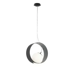 Eglo Camargo Modern Pendant Light Edison Screw (E27) Black and Opal Glass by Eglo, a Pendant Lighting for sale on Style Sourcebook