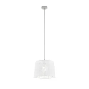 Eglo Hambleton Steel Pendant Light (E27) White and Satin Nickel by Eglo, a Pendant Lighting for sale on Style Sourcebook