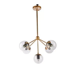 Fiorentino 5 Light Cluster Aluminium and Clear Glass Klesh Pendant Light (E27) Gold by Fiorentino, a Pendant Lighting for sale on Style Sourcebook