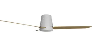 Calibo Profile 50" (1250mm) DC Low Profile Ceiling Fan with 18W CCT Dimmable Light and Remote White & Bamboo by Calibo, a Ceiling Fans for sale on Style Sourcebook