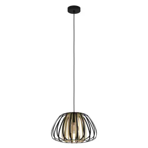 Black & Brass Eglo Encinitos Pendant Light (E27) Round by Eglo, a Pendant Lighting for sale on Style Sourcebook