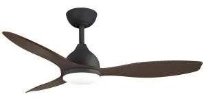 Martec Smart Elite 48" DC 3 Bladed Ceiling Fan With 18W CCT LED Dimmable Light & Remote Matt Black & Walnut by Martec, a Ceiling Fans for sale on Style Sourcebook