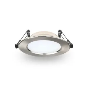 Atom 12W Fixed Low Profile Dimmable LED Downlight IP44 Satin Chrome - Tricolour by Atom Lighting, a LED Lighting for sale on Style Sourcebook