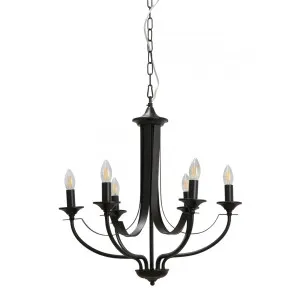 Black Fiorentino Hoodshire Chandelier (E14) 6 Light by Fiorentino, a Chandeliers for sale on Style Sourcebook