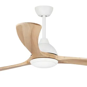 Fanco Sanctuary DC 86" Solid Timber Blade Indoor/Outdoor Ceiling Fan with 24w LED CCT Light and Remote White & Natural by Fanco, a Ceiling Fans for sale on Style Sourcebook