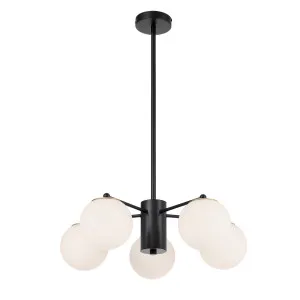 Telbix Marsten Black Glass Pendant (E27) 5 Light by Telbix, a Pendant Lighting for sale on Style Sourcebook