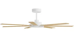 Calibo Alula 60" (1524mm) 7 Blade Indoor/Outdoor DC Ceiling Fan & Remote White & Bamboo by Calibo, a Ceiling Fans for sale on Style Sourcebook