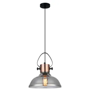 Smoke & Copper CLA Fumoso Glass Pendant (E27) Dome by Compact Lamps Australia, a Pendant Lighting for sale on Style Sourcebook