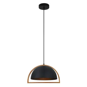 Black & Timber CLA Swing Pendant (E27) Dome by Compact Lamps Australia, a Pendant Lighting for sale on Style Sourcebook