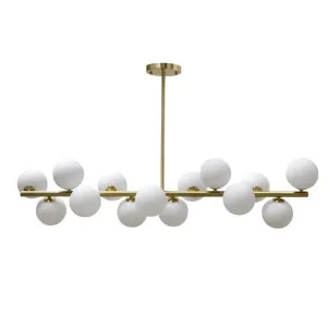 Fiorentino Pasadena 14 Light Aluminium and Opal Bar Pendant Light (G9) Gold by Fiorentino, a Pendant Lighting for sale on Style Sourcebook