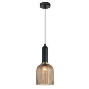 CLA Vintaj Ribbed Ellipse Glass Pendant (E27) Amber by Compact Lamps Australia, a Pendant Lighting for sale on Style Sourcebook