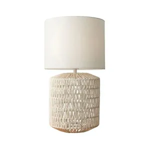 Mayfield Cora Woven Table Lamp (E27) White by Mayfield, a Table & Bedside Lamps for sale on Style Sourcebook