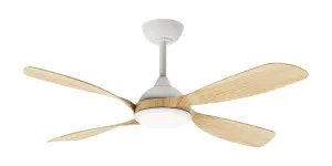 Martec Hampton 52" Smart DC Ceiling Fan with 18W CCT LED Light & Remote White & Oak by Martec, a Ceiling Fans for sale on Style Sourcebook