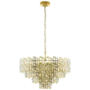 Eglo Calmeilles 10 Light Crystal Pendant Brass by Eglo, a Chandeliers for sale on Style Sourcebook