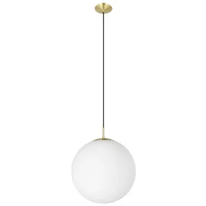 Eglo Rondo 1 Light Matt Brass & Opal Glass Pendant 400mm by Eglo, a Pendant Lighting for sale on Style Sourcebook