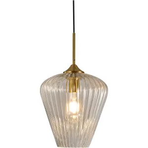 Calibo Ribbon Fluted Glass 280mm Pendant Light Clear by Calibo, a Pendant Lighting for sale on Style Sourcebook