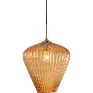 Calibo Ribbon Fluted Glass 360mm Pendant Light Amber by Calibo, a Pendant Lighting for sale on Style Sourcebook