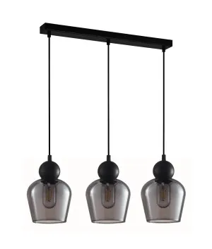 Black Smoke CLA Champan Glass Ellipse Pendant (E27) 3 Bar by Compact Lamps Australia, a Pendant Lighting for sale on Style Sourcebook