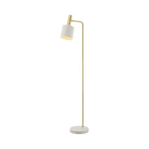 Mercator Addison Floor Lamp With Brushed Brass Metalware And White Marble Base Matt White by Mercator, a LED Lighting for sale on Style Sourcebook