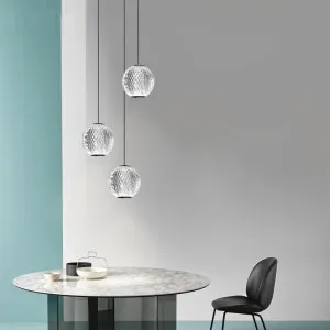 Black Vencha Langdon Cool White LED Optical Acrylic Pendant Light 3 Light by Vencha, a Pendant Lighting for sale on Style Sourcebook