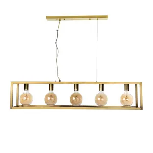 Fiorentino Devon 5 Light Linear Box Pendant Light Gold by Fiorentino, a Pendant Lighting for sale on Style Sourcebook