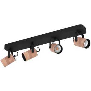 Eglo Cayuca 4 Light LED Spotlight Black & Wood by Eglo, a Spotlights for sale on Style Sourcebook