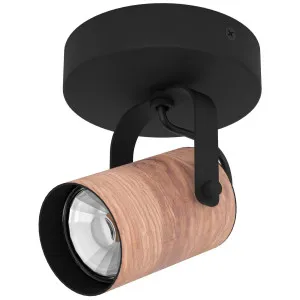 Eglo Cayuca LED 1 Light Spotlight Black & Wood by Eglo, a Spotlights for sale on Style Sourcebook