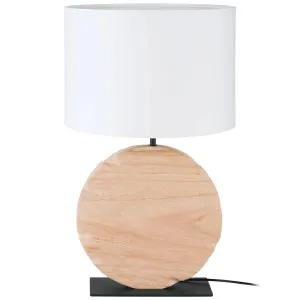 Eglo Contessore Round Timber Table Lamp White & Wood by Eglo, a Table & Bedside Lamps for sale on Style Sourcebook