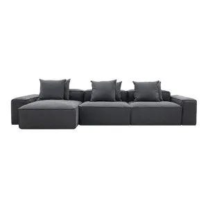 Riley Linen Charcoal Modular Sofa - 3 Seater Chaise by James Lane, a Sofas for sale on Style Sourcebook