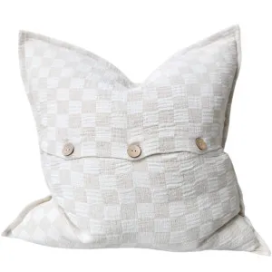 Annecy Check Linen Cotton Cushion 55cm Square - Natural by Macey & Moore, a Cushions, Decorative Pillows for sale on Style Sourcebook