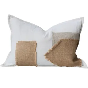 Mykonos Jute Linen Corduroy Cushion 40x60cm Lumbar - Off White | Natural by Macey & Moore, a Cushions, Decorative Pillows for sale on Style Sourcebook