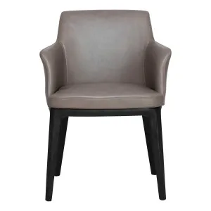 Hayes Carver Dining Chair in Alpine Leather Grey / Black by OzDesignFurniture, a Dining Chairs for sale on Style Sourcebook