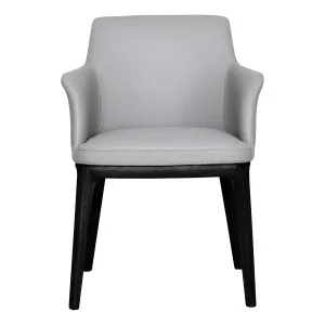 Hayes Carver Dining Chair in Leather Pewter / Black by OzDesignFurniture, a Dining Chairs for sale on Style Sourcebook