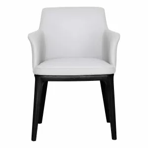 Hayes Carver Dining Chair in Leather White / Black by OzDesignFurniture, a Dining Chairs for sale on Style Sourcebook