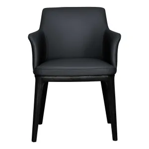 Hayes Carver Dining Chair in Leather Black / Black by OzDesignFurniture, a Dining Chairs for sale on Style Sourcebook