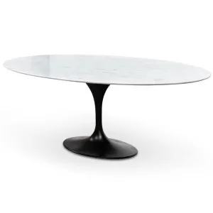 Ex Display - Tulip 2m White Marble Oval Dining Table - Black Base by Interior Secrets - AfterPay Available by Interior Secrets, a Dining Tables for sale on Style Sourcebook