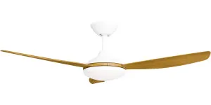 Calibo Condor 48" DC Ceiling Fan with LED Light and Remote Control White and Teak by Calibo, a Ceiling Fans for sale on Style Sourcebook