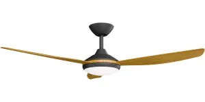 Calibo Condor 52" DC Ceiling Fan with LED Light and Remote Control Black and Teak by Calibo, a Ceiling Fans for sale on Style Sourcebook