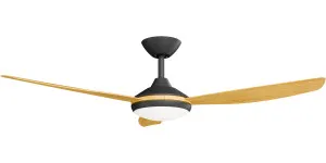 Calibo Condor 52" DC Ceiling Fan with LED Light and Remote Control Black and Bamboo by Calibo, a Ceiling Fans for sale on Style Sourcebook