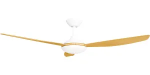 Calibo Condor 56" DC Ceiling Fan with LED Light and Remote Control White and Bamboo by Calibo, a Ceiling Fans for sale on Style Sourcebook