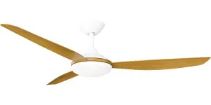 Calibo Condor 56" DC Ceiling Fan with LED Light and Remote Control White and Teak by Calibo, a Ceiling Fans for sale on Style Sourcebook