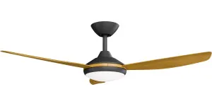 Calibo Condor 48" DC Ceiling Fan with LED Light and Remote Control Black and Teak by Calibo, a Ceiling Fans for sale on Style Sourcebook