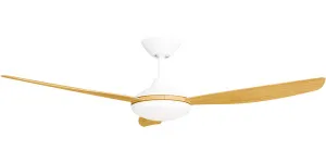 Calibo Condor 52" DC Ceiling Fan with LED Light and Remote Control White and Bamboo by Calibo, a Ceiling Fans for sale on Style Sourcebook