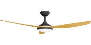 Calibo Condor 56" DC Ceiling Fan with LED Light and Remote Control Black and Bamboo by Calibo, a Ceiling Fans for sale on Style Sourcebook