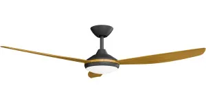 Calibo Condor 56" DC Ceiling Fan with LED Light and Remote Control Black and Teak by Calibo, a Ceiling Fans for sale on Style Sourcebook