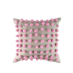 Pom Pom Linen Cushion Pink 45cm x 45cm by Love That Homewares, a Cushions, Decorative Pillows for sale on Style Sourcebook