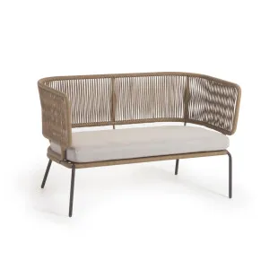 Nadin 2 seater sofa in beige cord with galvanised steel legs, 135 cm by Kave Home, a Outdoor Sofas for sale on Style Sourcebook