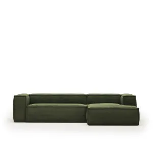 Blok 3 seater sofa with right side chaise longue in green wide seam corduroy, 300 cm by Kave Home, a Sofas for sale on Style Sourcebook